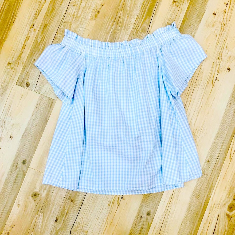 - Haley Hound off shoulder Gingham top sz small - Picture 1 of 7
